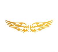 Glewi Pegatinas reflectantes de alas de ángel para coche y motocicleta, calcomanía de vinilo de PVC con efecto de brillo nocturno (dorado)