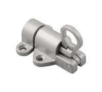 Glewi Pestillo de resorte automático de aleación de aluminio para puerta y marco, perno de cierre automático con tirador de anillo, accesorios de instalación para seguridad, acabado negro (gris)