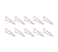 Glewi Pinzas en forma de corazón para mini alimentos, paquete de 10, clips de cocina de acero inoxidable de 5.3 pulgadas con puntas de silicona para barbacoa, servir, hielo, fruta (rosa)