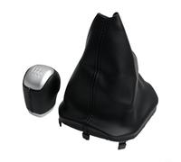 Glewi Pomo de palanca de cambios de cuero para Range-Rover para Evoque 2011-2018 6 velocidades LHD, ABS + PU, repuesto LR024719 LR024721 negro (no poroso + funda)