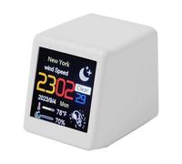 Glewi Reloj digital inteligente de estación meteorológica con pantalla grande de 1.54 pulgadas, actualizaciones de pronóstico global y modo nocturno para sala de estar, amarillo (blanco)
