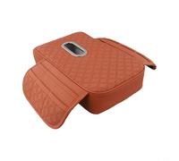 Glewi Reposabrazos de coche 3 en 1 con caja de pañuelos y almacenamiento lateral, almohadilla extensora de altura de cuero para organización interior del vehículo, naranja