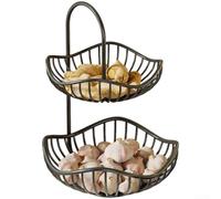 Glewi Soporte de doble capa para fruta, resistente a la corrosión, soporte para verduras, estante de exhibición para encimera para aperitivos y productos, 30 x 20 cm (A)