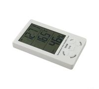 Glewi Termómetro digital e higrómetro con reloj, pantalla LCD grande para casa, oficina, granja, monitor de humedad de temperatura en tiempo real TA308