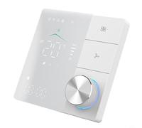 Glewi Termostato de aire acondicionado, con horario semanal 5+1+1, control de 3 velocidades, panel acrílico ultrafino para la gestión del clima del hogar de bajo consumo (blanco)