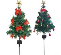 GLFLOW 75Cm Solar LED Árbol de Navidad al aire libre impermeable con campanas y bolas, decoración festiva del camino del jardín (accesorios+campana de nudo chino)