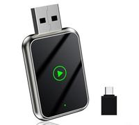 GLFLOW Adaptador inalámbrico para CARPLAY para Android Auto, caja convertidora USB compatible con sistemas con cable OEM, para conexión automática instantánea para iPhone para iOS 12+, negro