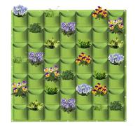 GLFLOW Bolsa para macetas de pared, jardinera vertical, bolsa de fieltro vertical para pared o balcón, bolsa de cultivo colgante para interiores y exteriores, 1 paquete, verde (49 boca plana)