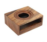 GLFLOW Calentador de té para té de flores con base de madera de nogal y anillo de acero inoxidable, calentador de velas para una distribución uniforme del calor, marrón, 5.9 x 5.1 x 2.36 pulgadas