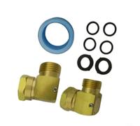 GLFLOW Codo de manguera de jardín de latón macizo de 90 grados, conector giratorio GHT macho a hembra de 3/4 pulgadas para espacios reducidos y grifos, paquete de 2