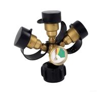 GLFLOW Divisor de propano de latón de 3 vías con medidor de presión iluminado, para adaptador Qcc1 POL Y, válvulas de seguridad independientes para calentador de parrilla de gas, accesorio de cocina