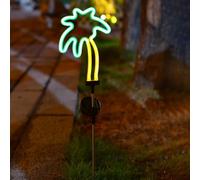 GLFLOW Estacas de jardín con energía solar, luz de metal, diseño de palmera, piña al aire libre, impermeable, iluminación LED, lámpara decorativa de camino (cocotero)