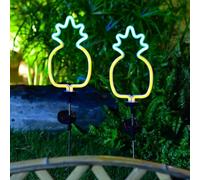 GLFLOW Estacas de jardín con energía solar Luz Metal Piña Palmera Diseño al aire libre Impermeable Iluminación LED Lámpara de camino decorativa (piña)