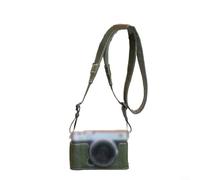 GLFLOW Funda para cámara Fuji X-E5, media cubierta de cuero PU con correa para el hombro, carcasa protectora marrón verde, diseño rápido de acceso (verde)