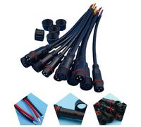 GLFLOW IP65 impermeable 2-Pin y 3-Pin 22AWG LED Cable Conector para DC 12V cámaras de vigilancia (negro-3pin)