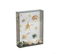 GLFLOW Marco de caja de sombra, marco de exhibición de flores acrílicas creativas, caja de fotos de bricolaje, escaparate decorativo con diseño de doble cara, 26 x 31 cm (gris)