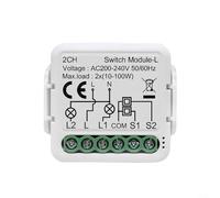 GLFLOW Módulo de interruptor de luz inteligente para Tuya 230 V sin cable neutro Retrofit Control de automatización del hogar (2 CH)