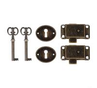 GLFLOW Paquete de 6 cerraduras de puerta de armario de bronce estilo antiguo con llaves, para joyero, caja de vino, armario, muebles de madera, 53 x 27 mm