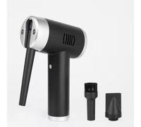 GLFLOW Plumero de aire inalámbrico, soplador de polvo recargable, plumero de aire inalámbrico de 32000 RPM con LED para teclado de PC, eliminación de polvo de coche (negro plateado)