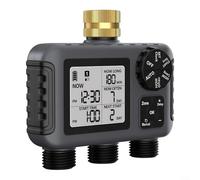 GLFLOW Programador automático inteligente de aspersores temporizador de agua para césped y jardín, controlador automático de aspersor de entrada de latón de 3 salidas con función de retardo de lluvia