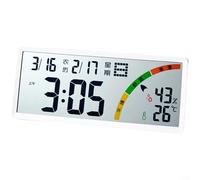 GLFLOW Reloj de pared LCD grande con calendario lunar, pantalla de temperatura interior y humedad, alarma digital multifunción (8304 blanco)