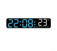 GLFLOW Reloj digital LED con sensor de temperatura y brillo ajustable, temporizador de cuenta regresiva e iluminación ambiental para decoración del hogar (carcasa negra azul)