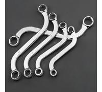 GLFLOW S-Type - Juego de llaves de caja de 12 ángulos, 5 piezas, acero al cromo vanadio, con extremos estriados y bolsa de almacenamiento de lona