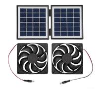 GLFLOW Sistema de ventilador de ventilación de panel solar de 10 vatios con ventiladores duales para cocina al aire libre gallinero árbol casa circulación de aire gris (negro)
