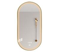 GLFNB Espejo De Baño Ovalado Dorado, Espejo De Pared LED, Espejo De Tocador/Espejo De Afeitar para Sala De Estar, Dormitorio, Hall De Entrada, Negro (Color: Dorado, Tamaño: 50x80cm/19.7x31.5in)