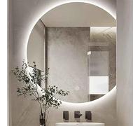 GLFNB Espejo de tocador de Pared de Media Luna con luz, Espejos de baño LED antivaho, Espejo de Dormitorio Regulable de 3 Colores con botón táctil Inteligente (Color: Corte Derecho, tamaño: 90 * 8