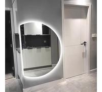 GLFNB Espejo Retroiluminado De Media Luna 84 * 120 Cm, Espejo De Tocador para Baño Antiniebla con Interruptor Táctil, Espejo De Tocador Led Regulable En 3 Colores (Color : Left Cut, Size : 84 * 12