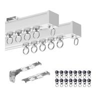 GLFNB Juego de rieles para Cortinas de Aluminio Brillante de 120 cm, Sistema de 2 rieles para Cortinas correderas, Incluye herrajes de Montaje, Ideal para decoración Moderna (Blanco)