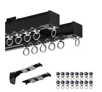 GLFNB Juego de rieles para Cortinas de Aluminio Brillante de 2 rieles para Cortinas correderas. Incluye herrajes de Montaje. Ideal para Cortinas y visillos decoración del hogar (