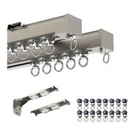 GLFNB Juego de rieles para Cortinas de Aluminio de 550 cm, Sistema Brillante de 2 rieles para Cortinas corredizas, Incluye herrajes de Montaje, Elegante Acabado champán, decoració