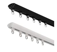 GLFNB Riel de Cortina de Metal Negro Resistente de 20 pies con un Solo riel para Montaje en Techo, diseño Recto