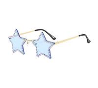 GLGHMH Gafas de sol con diamantes de imitación, sin montura, con forma de estrella, brillantes y modernas, para verano, playa, fiesta, festival, mujeres, hombres, adolescentes (azul)