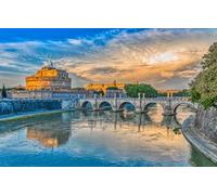 GLHUIOZ 1000 Piezas Puesta de Sol Paisaje Adultos s de Rompecabezas de Madera Puzzle Marco de Fotos Familiar Regalos Puentes Roma Italia Ríos Sant 'Angelo 75x50cm