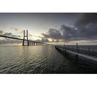 GLHUIOZ 500 Piezas Puesta de Sol Paisaje Adultos s de Rompecabezas de Madera Puzzle Marco de Fotos Familiar Regalos Portugal,Lisboa,el Río Tajo,el Puente Vasco Da Gama,52x38cm