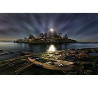 GLHUIOZ 500 Piezas Puesta de Sol Paisaje Adultos s de Rompecabezas de Madera Puzzle Marco de Fotos Familiar Regalos Finlandia,Helsinki,Uunisaari por la Noche,52x38cm