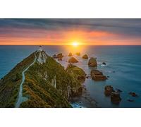 GLHUIOZ Favorite Things | Puzzle 500 Piezas | Rompecabezas Adultos | Amanecer,Costa,Faro,Nueva Zelanda,Océano Pacífico,Isla Sur,52x38cm