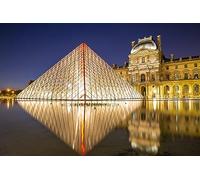 GLHUIOZ Puzle de 500 Piezas,Puzzle para Adultos,Impossible Rompecabezas,Puzzle para Adultos a Partir de 6 años de Negocio Francia Museo del Louvre París Pirámide 52x38cm