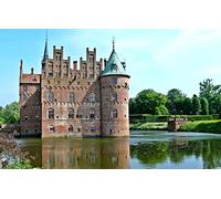 GLHUIOZ Puzzle para Adultos,500 Piezas,Puzzle para Adultos,Colorido,Juego de Habilidad para Toda la Familia Castillo,Dinamarca,Egeskov,52x38cm