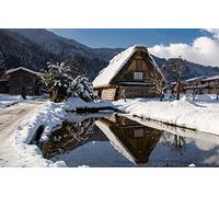 GLHUIOZ Puzzle Todos Estan Locos aquí,500 Piezas,Puzzle Adultos Pueblo,Japón,Casas,Shirakawa,52x38cm