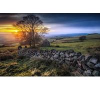 GLHUIOZ Puzzles 500 Piezas,Colección Challenge,Impossible Rompecabezas,Jigsaw Puzzle,Atardecer en Roach End,Muro de Piedra Seca,52x38cm