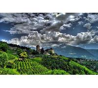 GLHUIOZ Puzzles para Adultos,Puzzle 500 Piezas,Obra de Arte de Juego de Adulto RompecabezasRompecabezas y Juego Familiar Castillo,Italia,Tirol del Sur,Tirolo Village,52x38cm