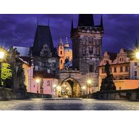 GLHUIOZ Puzzles para Adultos,Puzzle de 500 Piezas,Obra de Arte de Juego de Rompecabezas para Adultos Puentes de Praga,República Checa 52x38cm