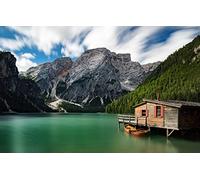 GLHUIOZ Rompecabezas de 500 Piezas para Adultos,Juego Familiar,Regalos para Amantes o Amigos Barcos,Italia,Dolomitas,Tirol del Sur,Lago Braies,52x38cm
