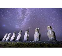 GLHUIOZ Rompecabezas en Miniatura de 500 Piezas para Adultos Puzzle Brain Ejercicio Desafío Juego de Alta dificultad Regalo para niños Niños Vía Láctea,Isla de Pascua,Estatuas Moai,52x38cm