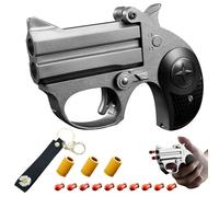 GLHYUOP Mini Pistola De Juguete De Bala Blanda, Juguete AntiestréS De AleacióN +10 Bolas Y Llavero Edc Toy Startable MúLtiples Opciones De Juego, FáCil De Transportar (Silver)