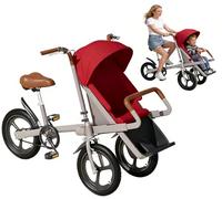 GLHYUOP Triciclo adulto para padres e hijos, 20 pulgadas, con asiento delantero para niños, marco de acero de alto carbono, toldo ajustable, cinturón de seguridad de 3 puntos, para playa/parque